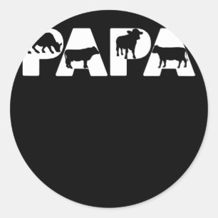 Sticker Rond Vache Papa Funny Papa Vache Père Cadeau 