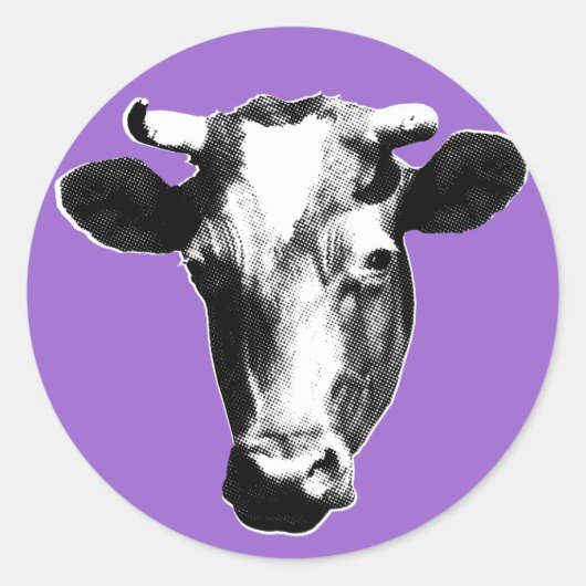 Sticker Rond Vache Pop Art (Devant)