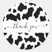 Sticker Rond Vache Print Cowgirl Wedding Favor Merci (Devant)