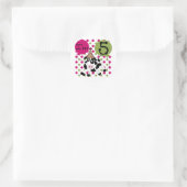 Sticker Rond Vache rose 5e Anniversaire Tshirts et cadeaux (Sac)