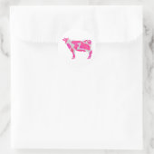 Sticker Rond Vache rose chaud et blanc Silhouette (Sac)