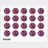 Sticker Rond Vache rose chaud et noir (Feuille)
