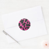 Sticker Rond Vache rose chaud et noir (Enveloppe)