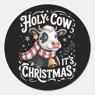 Sticker Rond Vache sacrée C'est Xmas Amusing Vache passionnée A