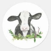 Sticker Rond Vache Saint Je suis une vache 1er Anniversaire (Devant)