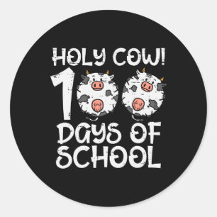 Sticker Rond Vache Sainte 100 Jours De L'École 100E Jour Enseig