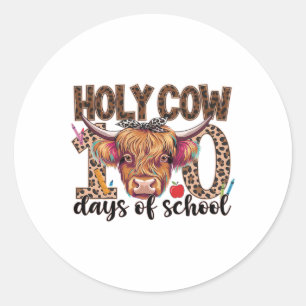Sticker Rond Vache Sainte 100 Jours D'École 100E Jour Enseigner