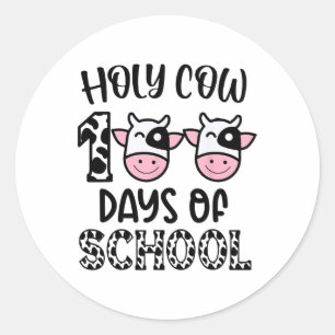Sticker Rond Vache Sainte 100 Jours D'Enseignants Étudiants Enf