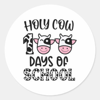 Sticker Rond Vache Sainte 100 Jours D'Enseignants Étudiants Enf