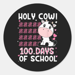 Sticker Rond Vache Sainte 100 Jours D'Enseignants Étudiants Fil