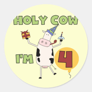 Sticker Rond Vache sainte je suis 4 T-shirts et cadeaux