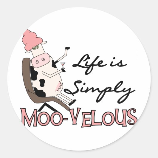 Sticker Rond Vache Simply Tshirts et cadeaux Moo-velous (Devant)
