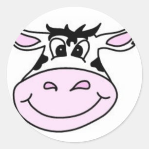Sticker Rond Vache souriante