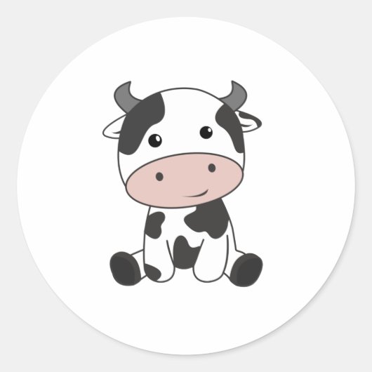 Sticker Rond Vache Vache Vache Bébé Vache Vache Pattes mignonne (Devant)