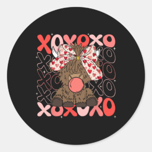 Sticker Rond Vache Xoxo Saint-Valentin Bubble Gum Saint-Valenti