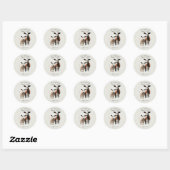 Sticker Rond Vaches aquarelle Mariage rustique minimal (Feuille)