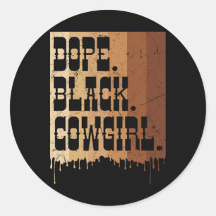 Sticker Rond Vachette noire drogue Cowgirl Mélanine Rodeo vache