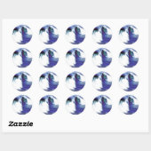 Sticker Rond Vague bleue (Feuille)
