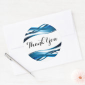 Sticker Rond Vague bleue Merci Abstrait moderne (Enveloppe)