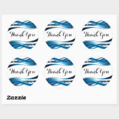 Sticker Rond Vague bleue Merci Abstrait moderne (Feuille)