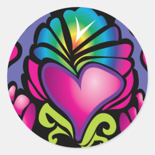 Sticker Rond vague de cœur groovy