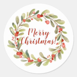 Sticker Rond Vague de Noël Holly Berry