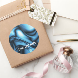 Sticker Rond Vague de soie bleue