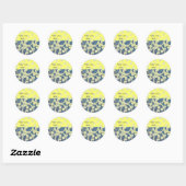 Sticker Rond VAGUES, Abstrait Bleu Jaune (Feuille)