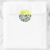 Sticker Rond VAGUES, Abstrait Bleu Jaune (Sac)