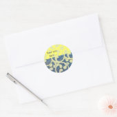 Sticker Rond VAGUES, Abstrait Bleu Jaune (Enveloppe)