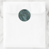 Sticker Rond Vagues aquarelles abstraites bleu sarcelle or (Sac)