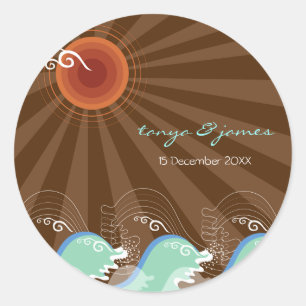 Sticker Rond Vagues cool et cadeau Sun Brown / Favoriser / Stic