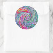 Sticker Rond Vagues de couleur de fleurs psychédéliques florale (Sac)