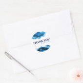 Sticker Rond Vagues de l'océan bleu Abstrait Remerciement de pe (Enveloppe)