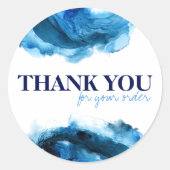 Sticker Rond Vagues de l'océan bleu Abstrait Remerciement pour  (Devant)