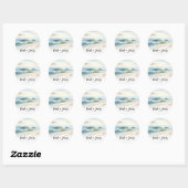 Sticker Rond Vagues de plage à l'aquarelle Mariage rustique côt (Feuille)