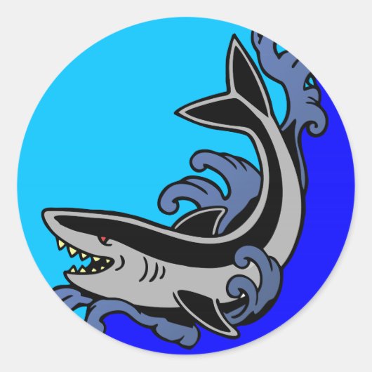 Sticker Rond Vagues de requin (Devant)
