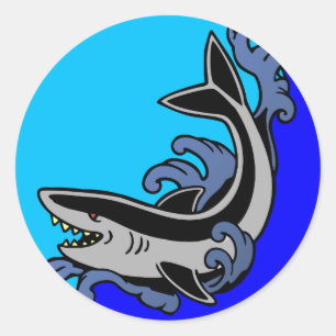Sticker Rond Vagues de requin