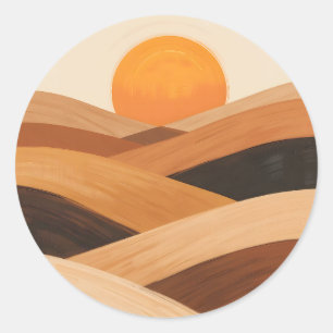 Sticker Rond Vagues de sable doux au coucher du soleil