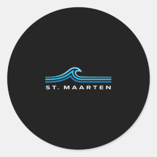 Sticker Rond Vagues de Saint-Martin Vintage Hommes Femmes Fille