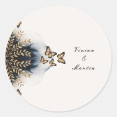 Sticker Rond Vagues d'hiver avec Mariage d'ailes d'or (Devant)