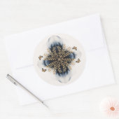 Sticker Rond Vagues d'hiver avec Mariage d'ailes d'or (Enveloppe)