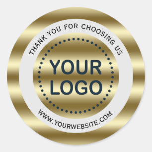Sticker Rond Vagues dorées tendance Gradient votre logo Slogan