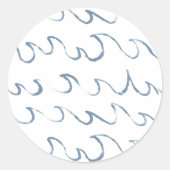 Sticker Rond Vagues minimes Abstrait main tiré Motif de mer (Devant)