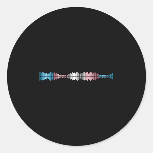Sticker Rond Vagues musicales Drapeau de fierté trans subtile D (Devant)