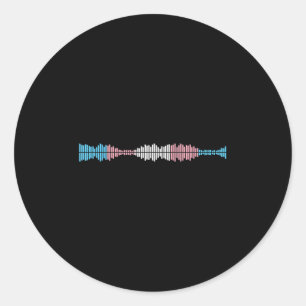 Sticker Rond Vagues musicales Drapeau de fierté trans subtile D
