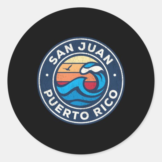 Sticker Rond Vagues nautiques de San Juan Porto Rico (Devant)