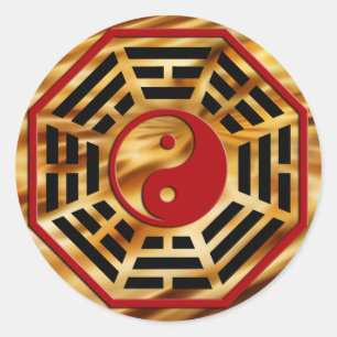 Sticker Rond Vagues orange-foncé de PaKua