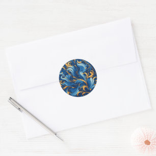 Sticker Rond Vagues royales de fantaisie Tourbillons de bleu et