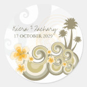 Sticker Rond Vagues tropicales Hibiscus jaune Destination Maria (Devant)